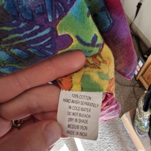 BIBA Vintage Rainbow Watercolor Style Abstract Paint Splatter Batwing Top - Picture 8 of 16